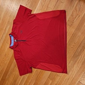 THE NORTH FACE ZIPPER SHORT SLEEVE POLO RED FLASHDRY